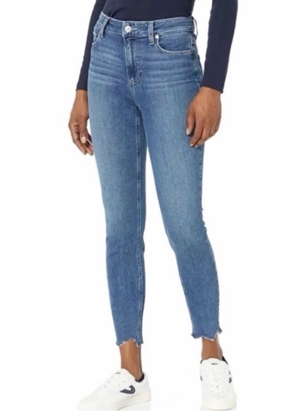 PAIGE Hoxton Crop Light Blue Ankle Skinny Jeans Ragged Frayed Hem - Antwerp (26)
